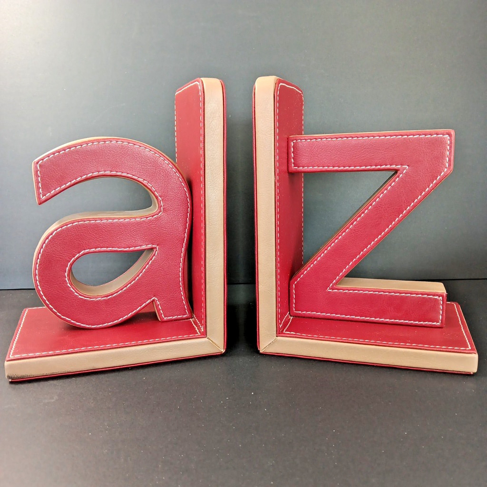A Z Vinyl Stitched Bookends Red And Gray Made In India